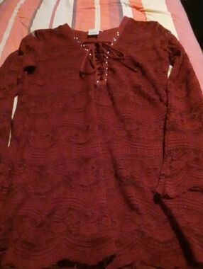 K Jordan Burgundy Button-Front Dress Size Small